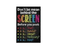 ZGPOSQKZSC Positive Online Behavior Poster, Don't Be Mean Digital Citizenship, STEM Classroom & Computer Lab Wall Chart(Framed,16x24inch(40x60cm))