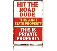 ZGPOSQKZSC Retro Hit The Road Dude Metal Sign Vintage Garage Decor for Driveway Farm Ranch Gate Workshop Shed Wall 8 X 12 in