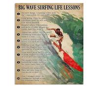 ZGPOSQKZSC Retro Surf Tin Sign Surfer Life Lessons Coastal Theme Poster for Cafe Shop Patio Outdoor Wall Hanging 8 X 12 inch
