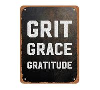 ZGPOSQKZSC Rustic Grit Grace Gratitude Sign Inspirational Metal Wall-Art for Home Decor Gym Office Workspace 8 X 12 in