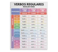ZGPOSQKZSC Spanish Language Regular Verbs Conjugation Grammar Chart Metal Tin Sign Classroom Decor 8 X 12 in