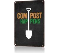 ZGPOSQKZSC Vintage Compost Happens Metal Tin Sign Funny Gardener Decor for Home Greenhouse Yard Backyard 8 X 12 in