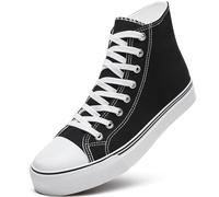 ZGR Men's High Top Canvas Sneakers Lace Up Classic Casual Walking Shoes (Black,US9)