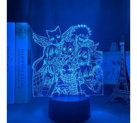 ZGSBT Lámpara De Ilusión 3D Led Luz De Noche Manga Fairy Tail Grupo Sensor Táctil Para Decoración De Habitación De Niños Regalo Para Niños Lámpara De Mesa Anime Fairy Tail
