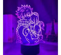 ZGSBT Lámpara de ilusión 3D Luz de noche LED Anime Fairy Tail Natsu Dragneel y Erza Scarlet Hug Sensor táctil para la decoración de la habitación para niños Niños Niñas