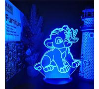 ZGSBT Lámpara de ilusión 3D Luz de noche LED El Rey León Simba Juguetes Lámpara de escritorio para niños lindos Sensor táctil Iluminación Anime Regalo Iluminador de Navidad