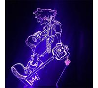 ZGSBT Lámpara de ilusión 3D Luz de noche LED Kingdom Hearts Lámpara Sora Keyblade Figura Luz Decoración nocturna Dormitorio Dibujos animados Iluminación de mesa Regalo para niños