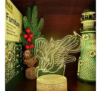 ZGSBT Lámpara de ilusión 3D Luz de noche LED Mega Pidgeot Cielo nocturno 7 Cambio de color Lámpara de anime Lámpara de espada y escudo Iluminación para Navidad Regalo
