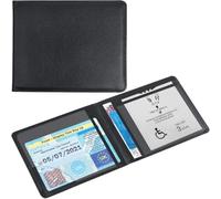 ZGTS Soporte para tarjetas y temporizador de piel sintética azul para discapacitados, funda protectora para permiso de aparcamiento para discapacitados, funda protectora con holograma, color negro