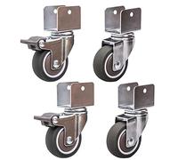 ZGUOUZANTYE 4 Unids Soporte En Forma De U Ruedas Mudas Goma Giratoria 1,5 Pulgadas con Freno for Muebles Carro Cuna Gabinete Cocina Metal Carga Universal 65 Kg(2 Brake 2 Swivel,18mm)