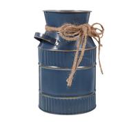 ZGUZMCMK Jarra de Hierro Florero Rústico Jarra de Leche Jarra Vintage Balde Francés con Asa para Presentar Flores Secas Y Detalle Original Decoración de Sala O, Azul Marino, Individual