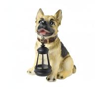 ZGUZMCMK Luz Decorativa Exterior Perro con Linterna Estatua Figura Jardín Adorno Patio Resina Pintada con Farol Colgante Adecuada, Style to 2