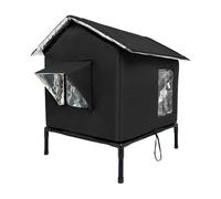 ZGUZMCMK Refugio para gatos callejeros de lona Oxford cálida e impermeable, ideal para invierno en un jardín, en una terraza o porche, negro, M
