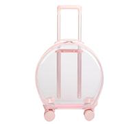 ZGUZMCMK Transportín para Mascotas Transparente con Ruedas Maleta Trolley Rodante Contenedor con Ventana Clara y Estructura Rígida Adecuado para Viajes Largos, Rosa Claro
