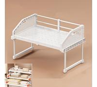 ZGWRYI Estante de Armario Extensible con Cajón Extraíble, Sistema De EstanteríAs Ajustable Sin Taladrar, Estructura De Metal para Armario Y Cocina(L:73-94cm x H:43cm)