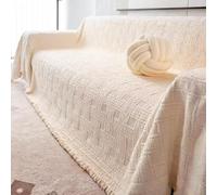 ZGWRYI Funda de Sofá Lavable y Transpirable para Todas Las Estaciones,Antideslizante y Resistente Al Desgaste,Colcha Multiusos para Sofas,FáCil de Limpiar(C3 White,180x340cm)