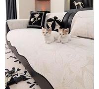 ZGWRYI Non Slip Sofa Cover,Thick Chenille Sofa Covers Non Slipcovers,Soft Washable Couch Seat Protector Pads Throws for Furniture Settee Corner Armchair(Beige,90x80cm)