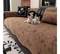 ZGWRYI Non Slip Sofa Cover,Thick Chenille Sofa Covers Non Slipcovers,Soft Washable Couch Seat Protector Pads Throws for Furniture Settee Corner Armchair(Dark Brown,90x80cm)
