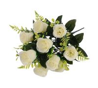 ZGXNYI 43cm Rose Silk Bouquet Rose Artificial Flowers 12 Heads Bridal Wedding Home Party Decoration Fake Flowers Artificial Flowers Fiori Artificiali Peonie(White)