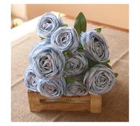 ZGXNYI 7/10 Heads Rose Bridal Bouquet Artificial Flower DIY Wedding Floral Arrangement Accessories Home Decor Photo Props Fiori Artificiali Peonie(A Blue)