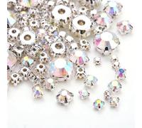 ZGXNYI Diamantes de imitación de Varios tamaños for Coser con Garras Plateadas o Doradas, Cuentas de Costura Planas for Vestidos de Novia, Manualidades DIY(Silver Crystal AB,5mm 100pcs)