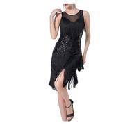 ZGXNYI Lentejuelas Borla Traje de Baile Vestido con Flecos de Lentejuelas for Mujer, Vestido Sexy de Baile Latino, Traje de Escenario actuación Tango Rumba Vestido Latino Baile Lentejuelas(Black,S)