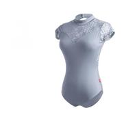 ZGXNYI Maillot Ballet Mujer Ropa De Baile Cómoda Verano For Adultos, Trajes Ballet, Cuello Alto, Encaje, Gimnasia Una Pieza, Práctica For Exámenes Arte(Light grey,XXL)