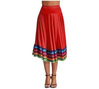 ZGXNYI Trajes de Flamenco for Mujer, Falda folclórica, Baile salón, vals, Tango lírico, folclórico, Traje actuación escénica(Red 75cm,Color 14)