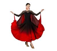 ZGXNYI Vestido de Baile Moderno Sexy, estándar Nacional, for Mujer, Vestidos de Baile de salón, Trajes de actuación de vals Rojos(M)