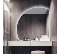 ZGYOZMNG Espejo semicircular LED Inteligente Regulable de 3 Colores, sin Marco, con retroiluminación antivaho para baño, decoración del hogar, irrompible (Debajo del Corte, 70 cm/28")