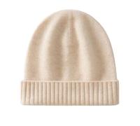 ZGYOZMNG Gorro de Punto de Cachemira Unisex, cálido, Suave, Liso, para Exteriores, con diseño de Calavera Acanalado, Informal y Acogedor (Beige, Talla única)