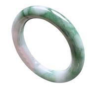 ZGYOZMNG Pulsera de Jade Birmano Redondo para Mujer, Brazalete de jadeíta con Flores flotantes Blancas y Verdes Naturales (Verde, 64 mm)