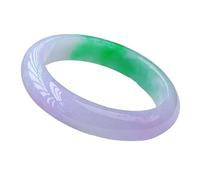 ZGYOZMNG Pulsera de Jade para Mujer, Brazalete de jadeíta púrpura y Verde, joyería de la Fortuna Genuina con Certificado (Blanco y Verde, 60 mm)