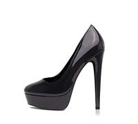 Zhabtuc Mujer Moda Zapatos de Tacón Aguja con Plataforma Sexy Punta Redonda High Heels 14 CM Stilettos Fiestas Boda Oficina Tacones Altos, Negro, 40.5 EU