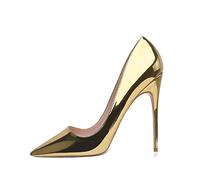 Zhabtuc Tacones de Aguja de Fiesta Dorados con Punta en Punta y tacón Alto de 12 cm Oro EU 40