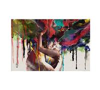 Zhadongli Art Pareja abstracta abrazándose juntos Amor Beso Pintura al óleo sobre lienzo Carteles e impresiones Arte de la pared Cuadros para sala de estar 70x140cm (28x55in) Sin marco