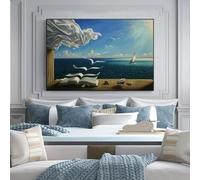 Zhadongli Art Salvador Dali Pintura Las Olas Libro Velero Pinturas murales Lienzo Surrealismo Arte Pósters e impresiones Imágenes artísticas de pared 40x50cm (16x20in) con marco