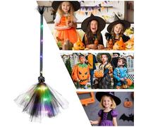Zhajipai Escoba de, escoba de iluminada con LED, con luz LED, accesorios para cosplay, con cuerda de luz, para interior y exterior, carnaval, jardín, puerta de casa, terraza, niños