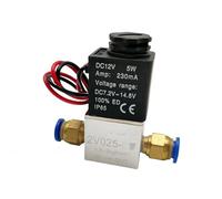 ZHAJNG 2V025-06 PC12 Cable Normalmente Cerrado NC Aire Agua Aceite Válvula Solenoide Bobina Led 2 Puertos 2 Vías(DC24V)