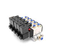 ZHAJNG Bloque de electroválvula neumática 4V210-08, 12/24 V CC, 110/220 V CA, opción múltiple, con silenciador, base de montaje, colector de 2/3/4/6 vías(5 Row 6mm fitting)