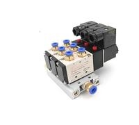 ZHAJNG Bloque de electroválvula neumática 4V210-08, 12/24 V CC, 110/220 V CA, opción múltiple, con silenciador, base de montaje, colector de 2/3/4/6 vías(3 Row 8mm fitting)