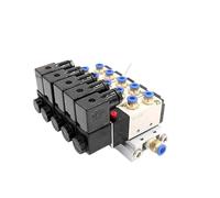 ZHAJNG Bloque de electroválvula neumática 4V210-08, opción múltiple, CA 110 V, con silenciador, base de montaje, colector de 2, 3, 4 y 6 vías(5 Row 8mm fitting)