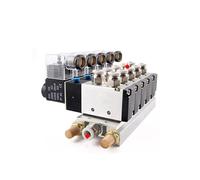 ZHAJNG Conjunto de válvulas solenoides eléctricas neumáticas de 5 vías y 2 posiciones, 8 mm, 4V210-08, control de aire y gas, 12 V CC(4 Stations)