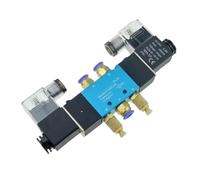 ZHAJNG Electroválvula neumática eléctrica de doble control, 2 posiciones y 5 vías, 12 V CC, 8 mm, 10 mm, ajuste de manguera, válvula magnética de aire y gas, 4V220-08(PC-8mm-Adjust)