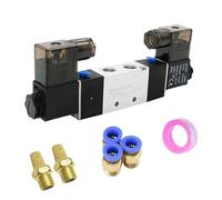ZHAJNG Válvula solenoide DC12 4V220-08 de doble cabezal, control doble, 5 vías, 2 posiciones, apagado y retención, válvula direccional neumática(PC 4mm Fittings)