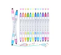 zhan - Pastel Highlighter Set of 12 Colors, Dual-Tip Highlighters with Broad and Fine Tips, Kawaii Pastel Highlighter School Supplies