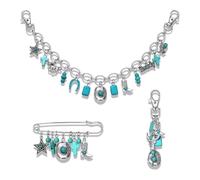 Zhang shine Y2K - Llaveros para mujer, diseño de corazón de fresa, lazo, oso, llavero, bolso, llavero, llavero, accesorios para coche, Juego de broches turquesa, One Szie