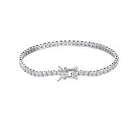 ZHANGAIQINYG Pulsera de tenis de plata de ley 925 con circonita cúbica transparente for mujer, joyería de cadena de lujo(2mm Princess Cut-S,16.5cm)