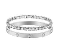 ZHANGAIQINYG Pulseras colgantes for mujeres, adolescentes y niñas, brazalete de circonita cúbica, joyería de amistad, testigo(Chain 19cm,Silver)
