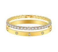 ZHANGAIQINYG Pulseras colgantes for mujeres, adolescentes y niñas, brazalete de circonita cúbica, joyería de amistad, testigo(Chain 17cm,Gold)